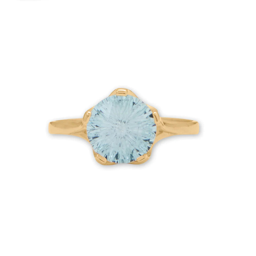 14 Karat Gold Precision Cut Blue Skies Topaz Ring