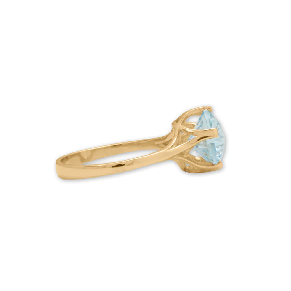 14 Karat Gold Precision Cut Blue Skies Topaz Ring