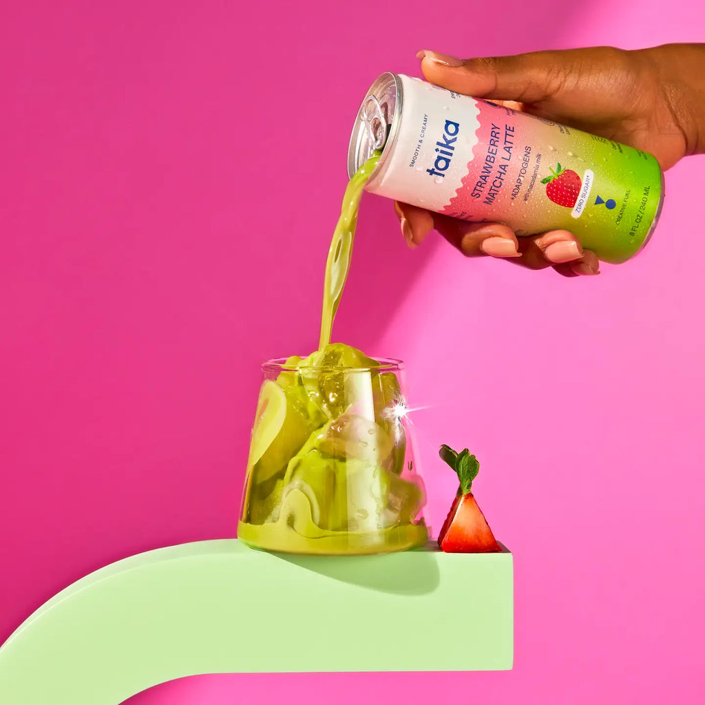 Strawberry Matcha Latte with Adaptogens