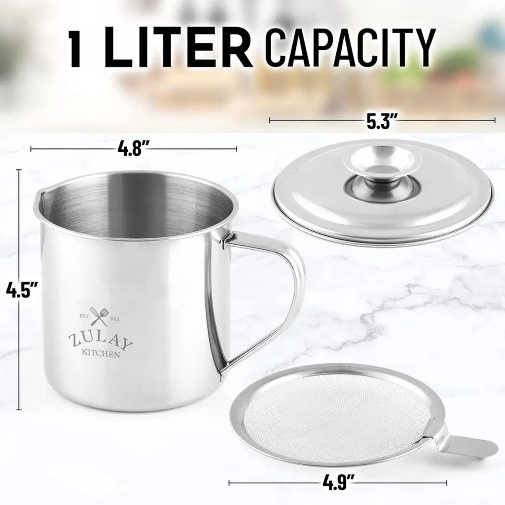 Bacon Grease Container Stainless Steel