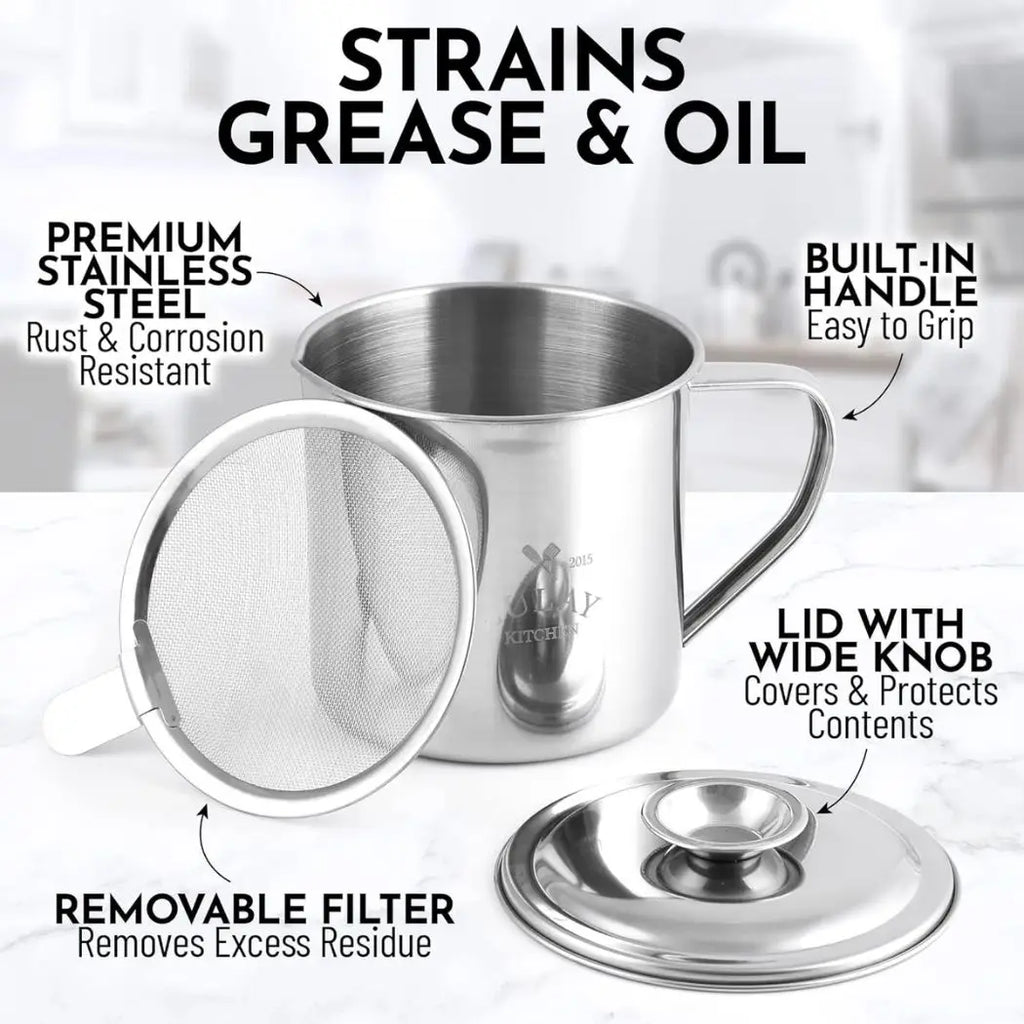 Bacon Grease Container Stainless Steel