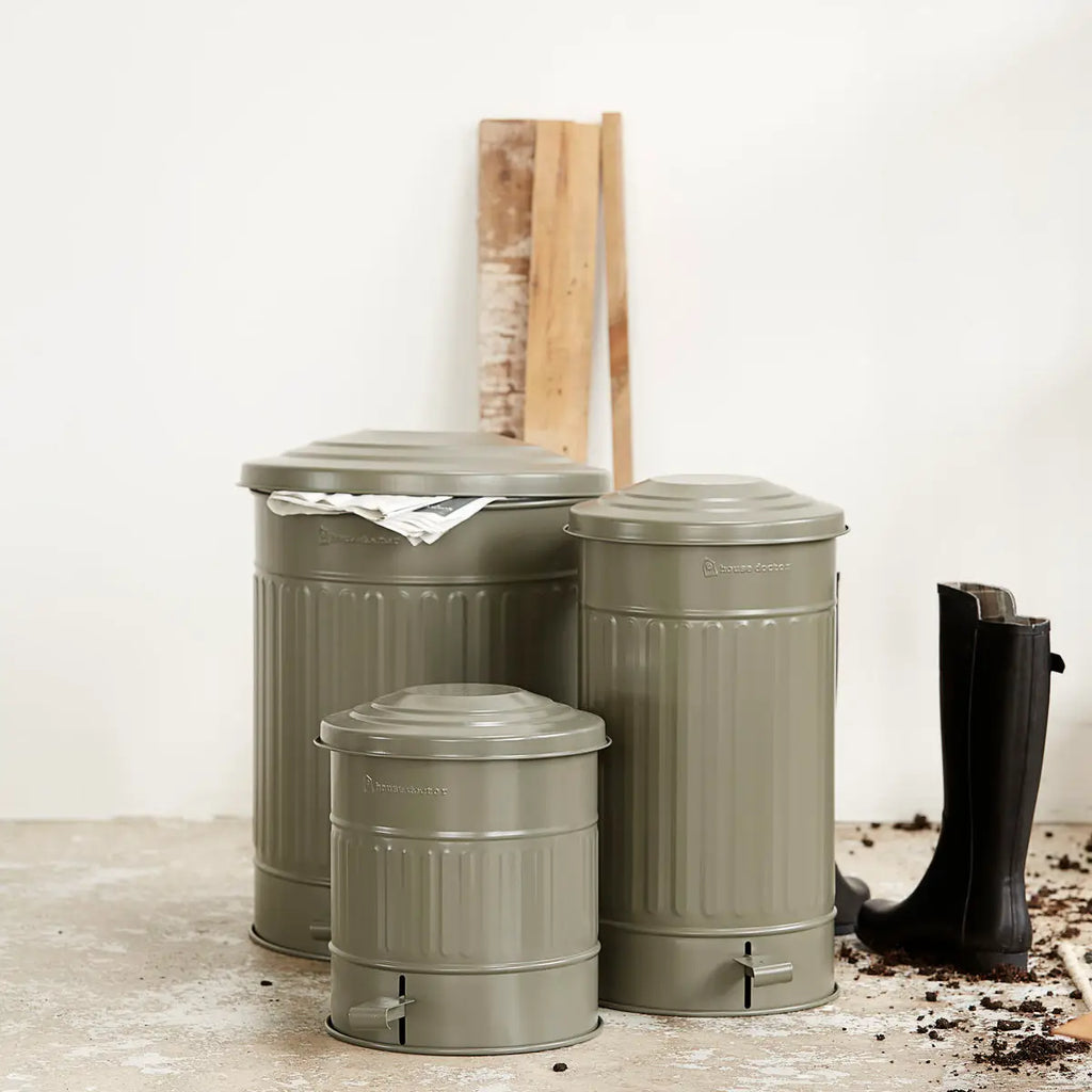 Garbage Bin, Matte Army Green