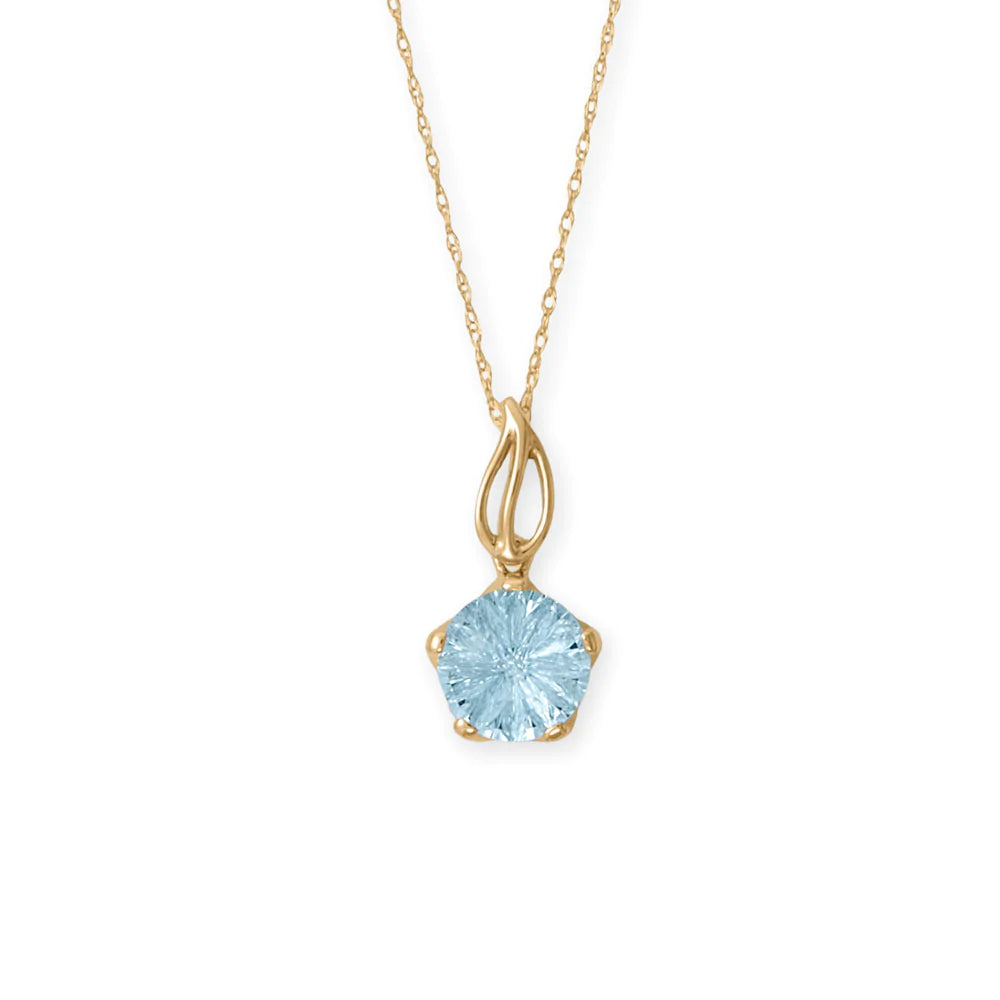 18" 14 Karat Gold Precision Cut Blue Skies Topaz Necklace