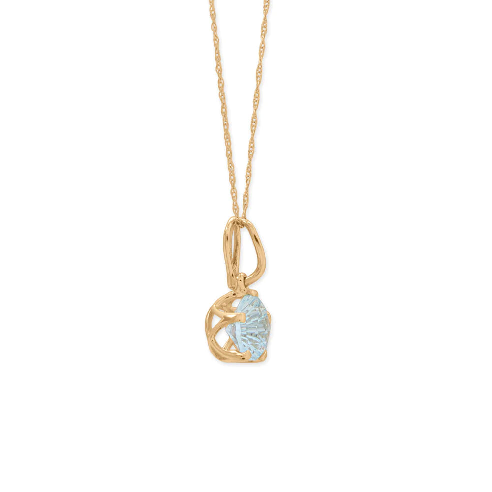 18" 14 Karat Gold Precision Cut Blue Skies Topaz Necklace
