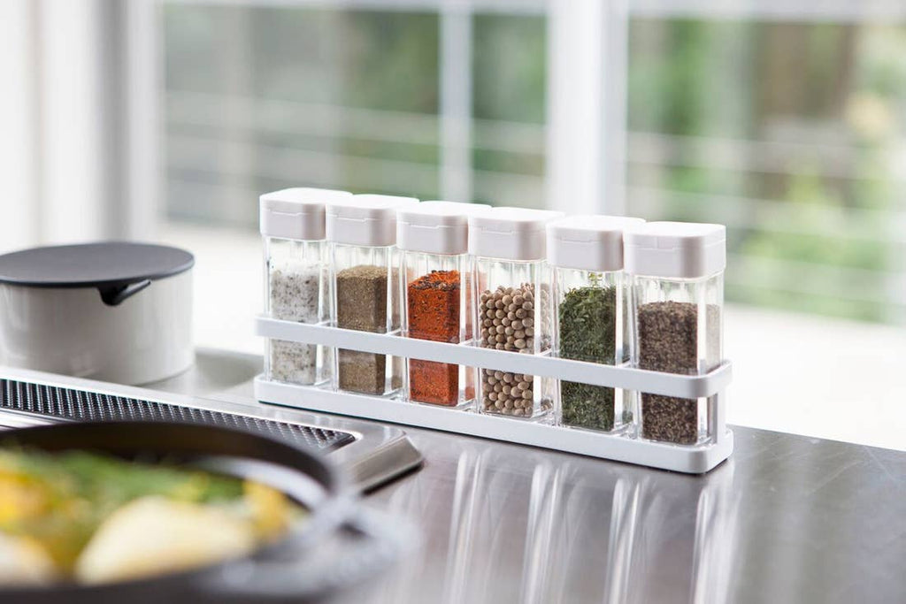 Tower Spice Bottles with Rack (6 Bottles) White