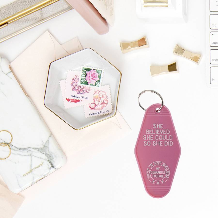She Believed She Could Pink Keychain #BestSeller