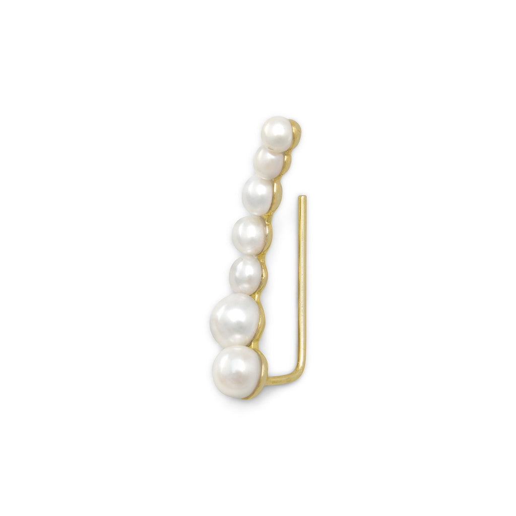 14 Karat Gold Dipped Graduated Cultured Freshwater Pearl Ear Climbers