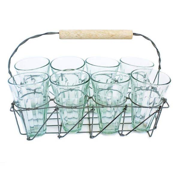 Tea Caddy with 8 Glasses