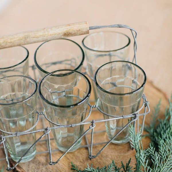 Tea Caddy with 8 Glasses