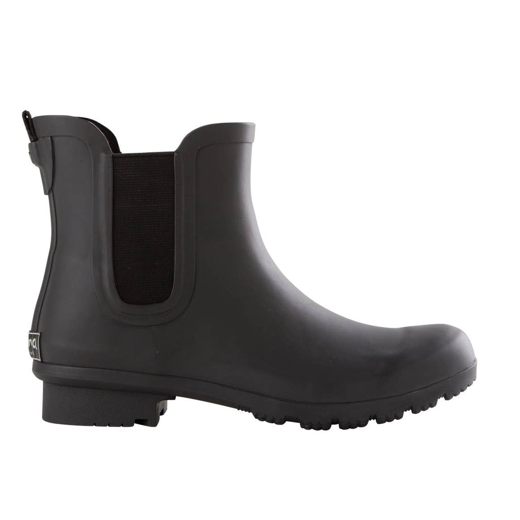 CHELSEA MATTE BLACK WOMEN'S ANKLE RAIN BOOTS