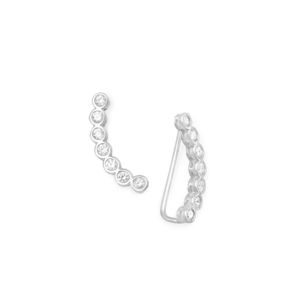 Rhodium  Bezel Ear Climbers