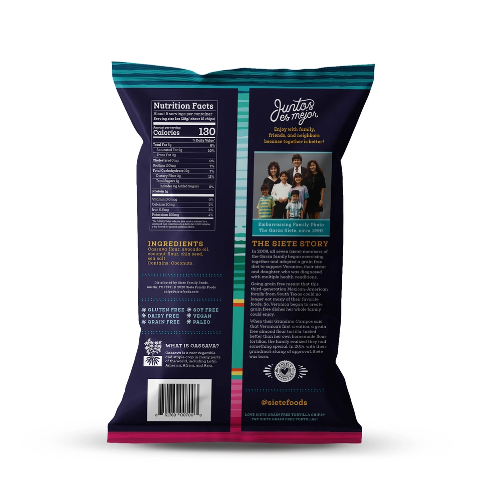 5oz Bag of  Sea Salt Grain Free Tortilla Chips