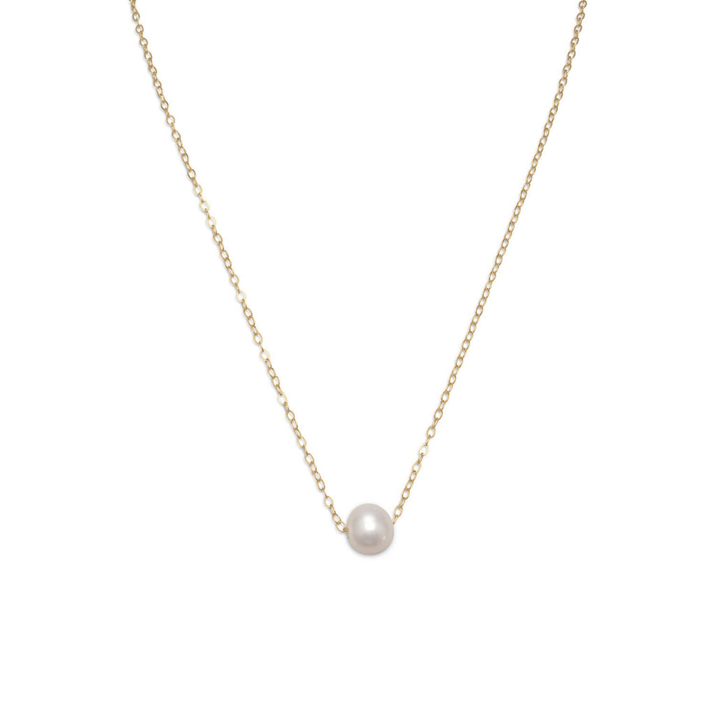 Gold Floating Cultured Freshwater Pearl Necklace