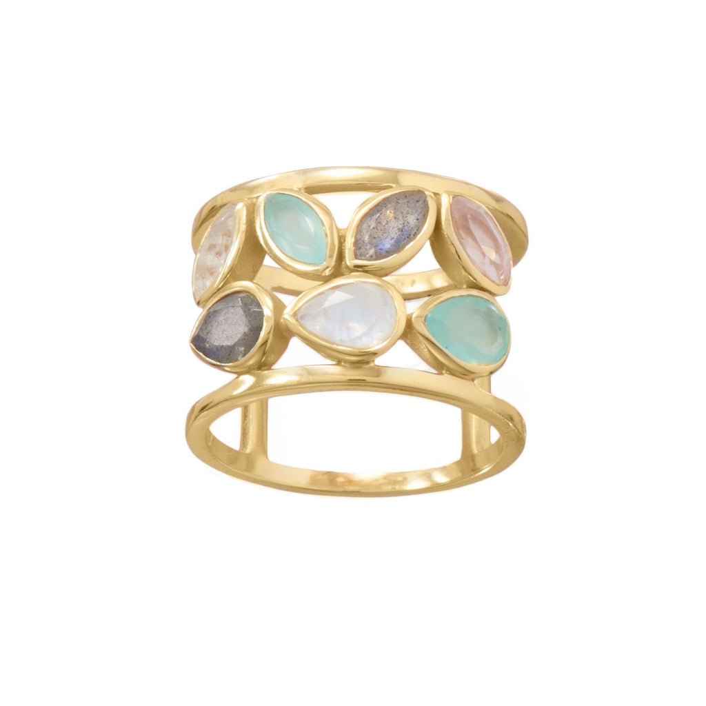 14 Karat Gold Dipped Multi Stone Ring