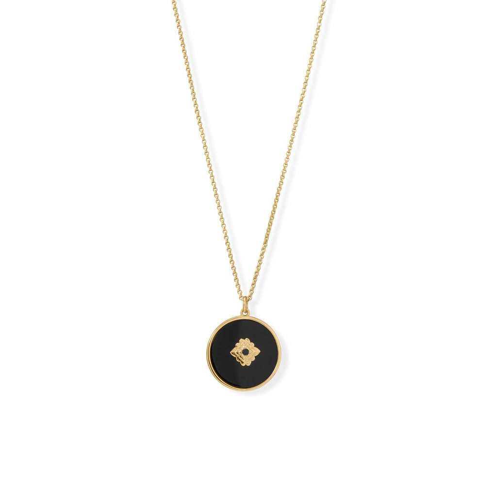 20" + 2" Table for Two  Mother of Pearl and Black Onyx Reversible Necklace