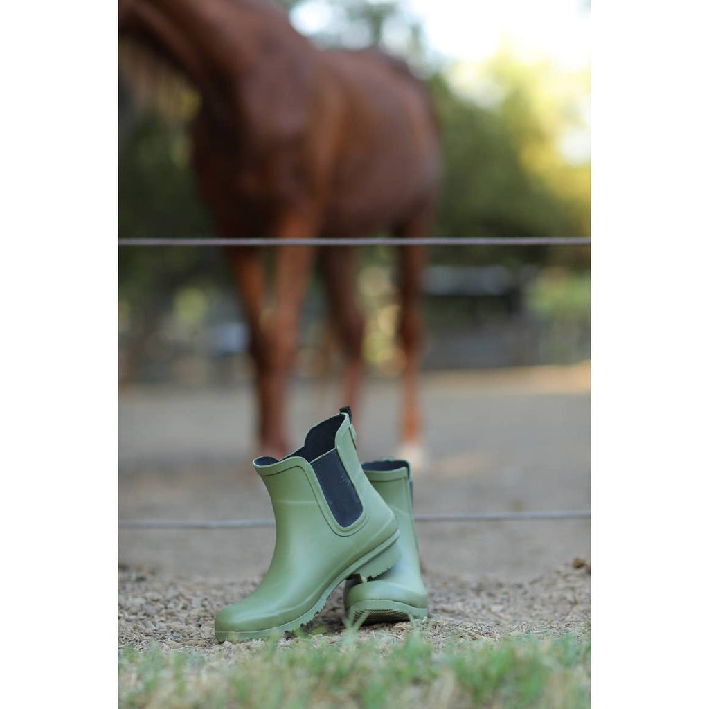 CHELSEA MATTE OLIVE WOMEN'S ANKLE RAIN BOOTS