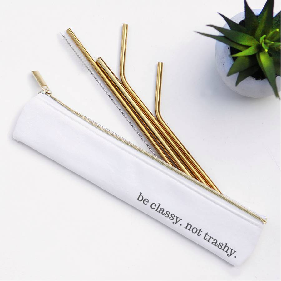 Be Classy Straw Set Waterproof Lined Bag #BestSeller