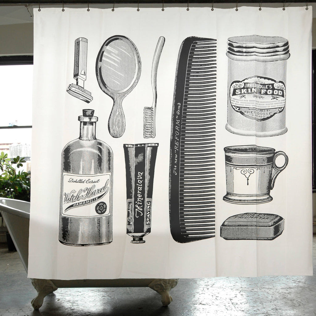 Apothecary Cotton Shower Curtain