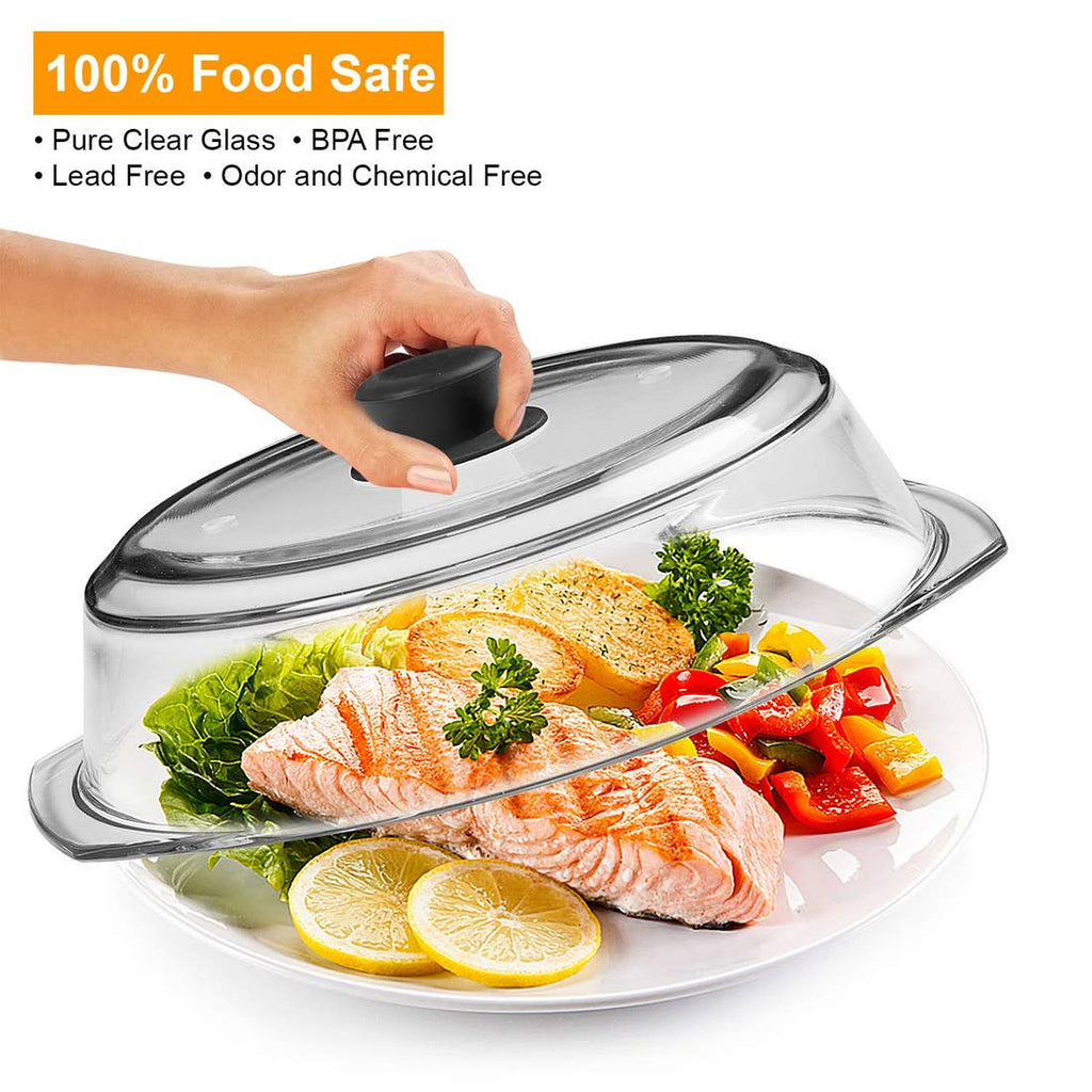 Bezrat Microwave Tall Glass Plate Cover, Black
