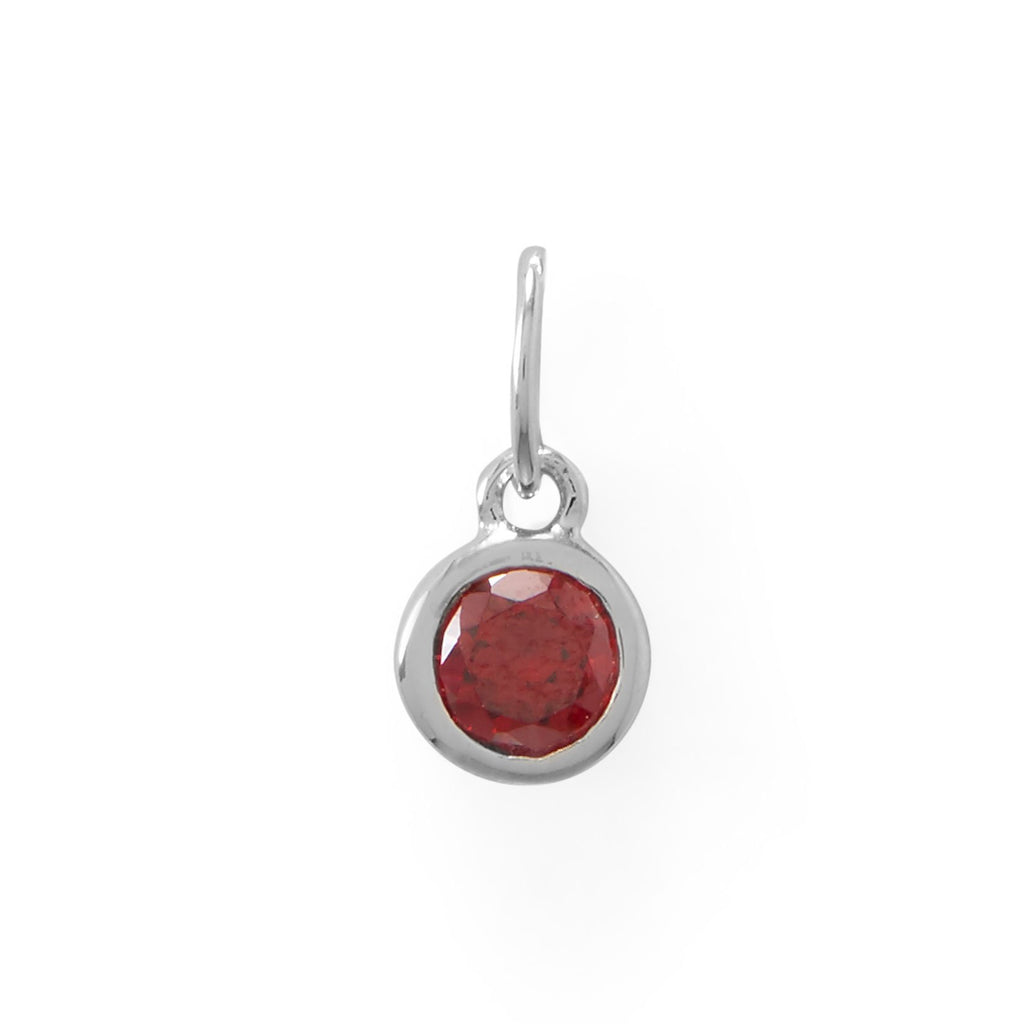 Round January Birthstone Charm