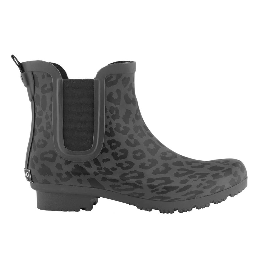 CHELSEA MATTE GRAY LEOPARD WOMEN'S RAIN BOOTS