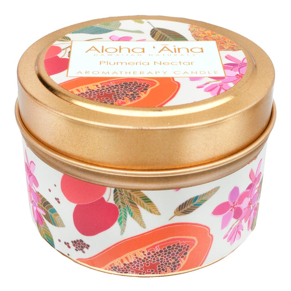 Plumeria Nectar - Hawaiian Aromatherapy Gold Tin Candle