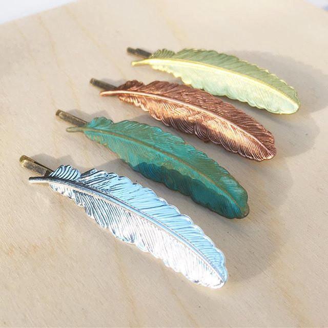 Gilded Feather Bobby Pins #NEW