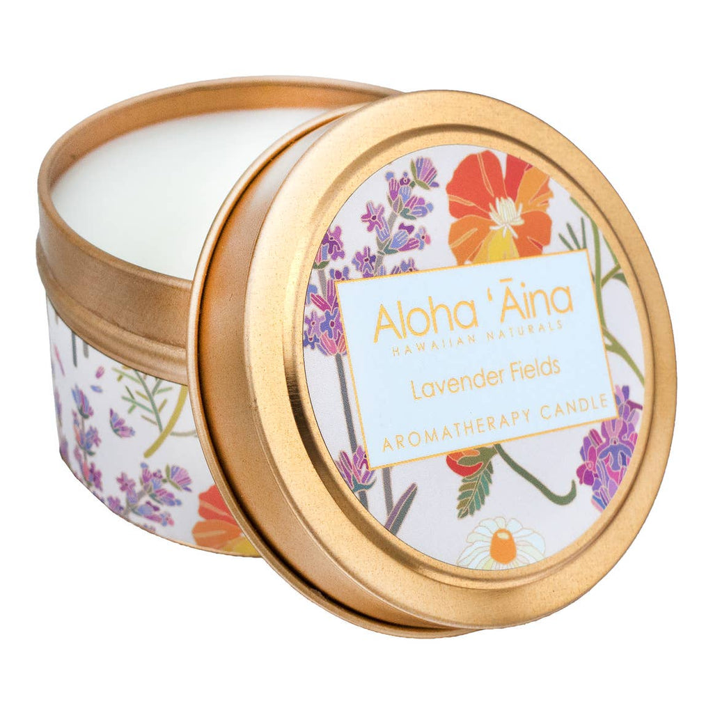 Lavender Fields - Hawaiian Aromatherapy Gold Tin Candle