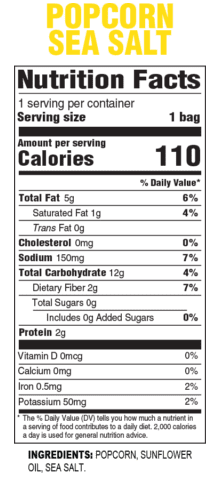 Hals NY Sea Salt Popcorn, 0.75 oz.
