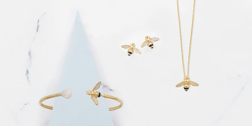14 Karat Gold  Bee Side Earrings