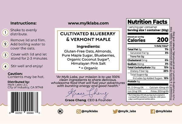 Cultivated Blueberry & Vermont Maple Oatmeal Cup