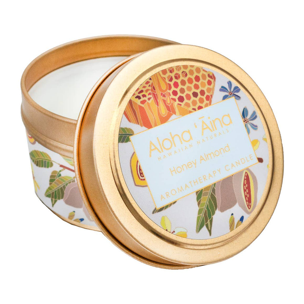 Honey Almond - Hawaiian Aromatherapy Gold Tin Candle