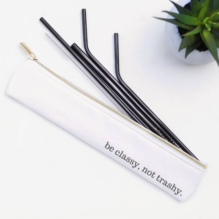 Be Classy Straw Set Waterproof Lined Bag #BestSeller