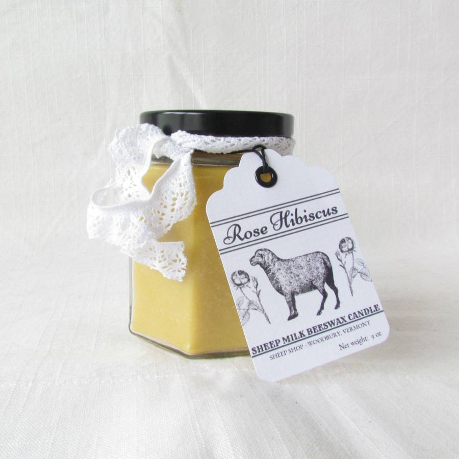 Soothing Rose Hibiscus Sheep Milk Beeswax Candle