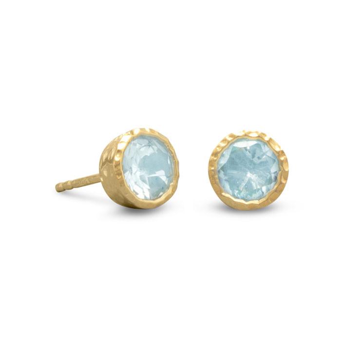 14 Karat Gold Dipped Silver Blue Topaz Stud Earrings