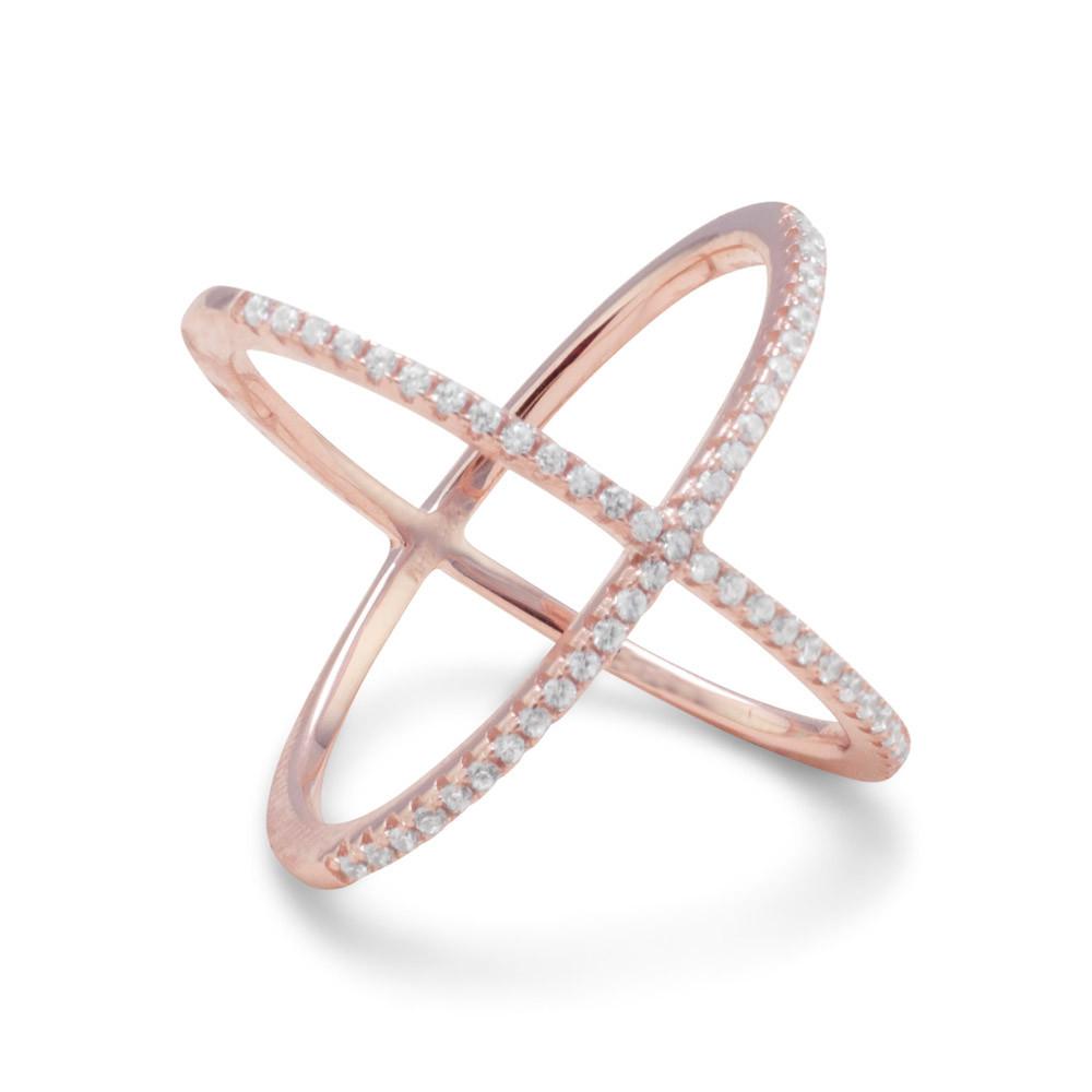 18 Karat Rose Gold Criss Cross 'X' Ring
