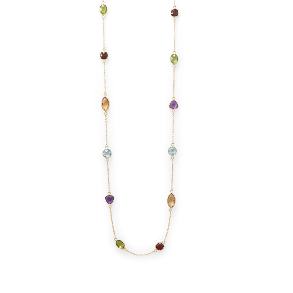 25" 14 Karat Gold Dipped Multi Stone Necklace