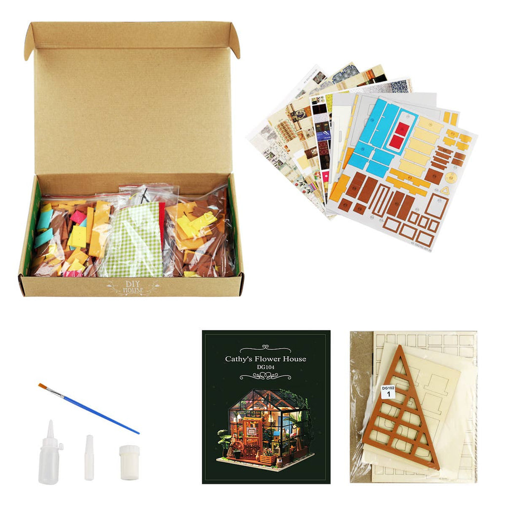 DG104, Cathy's Flower House DIY Miniature Dollhouse Kit