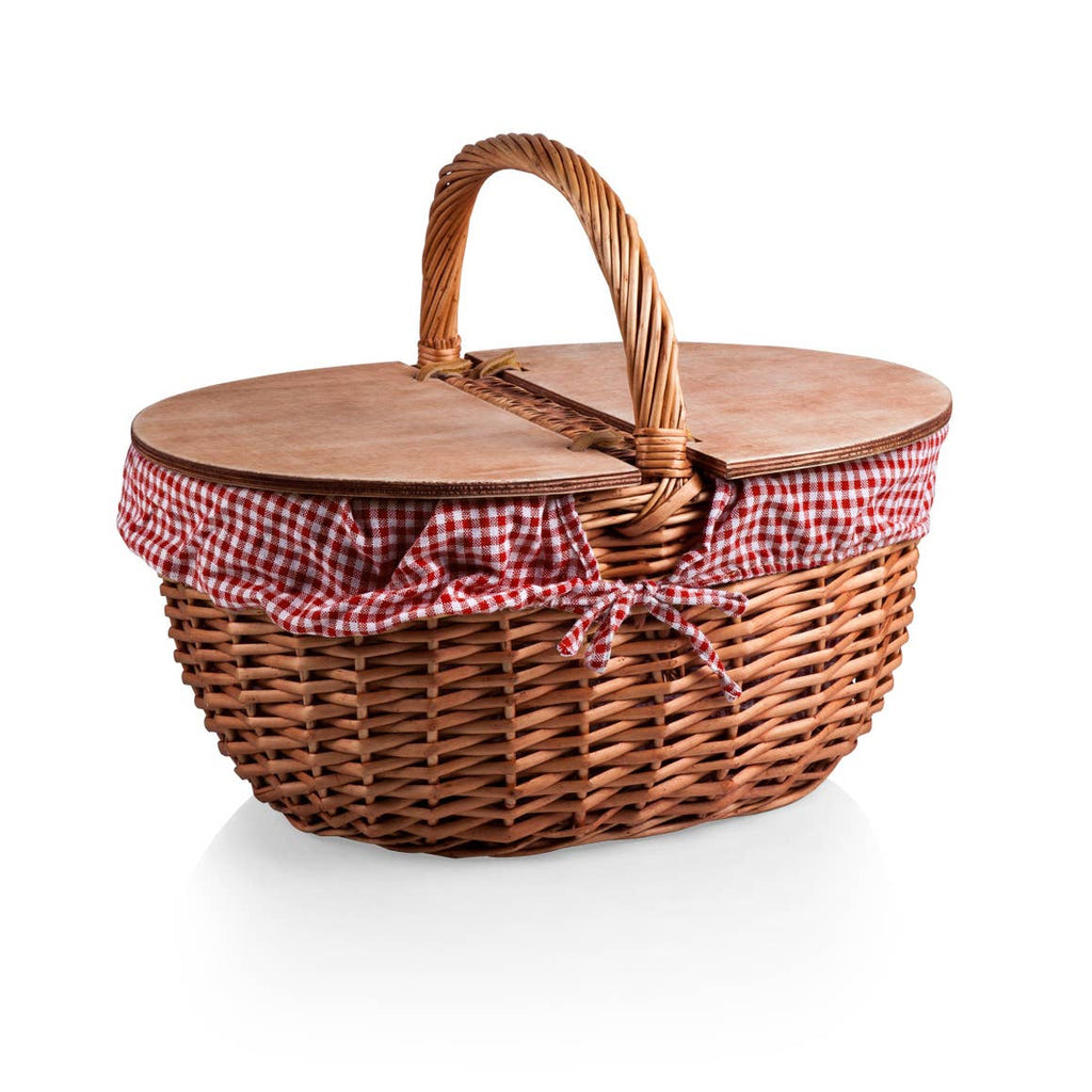 Country Picnic Basket - Red/White Gingham