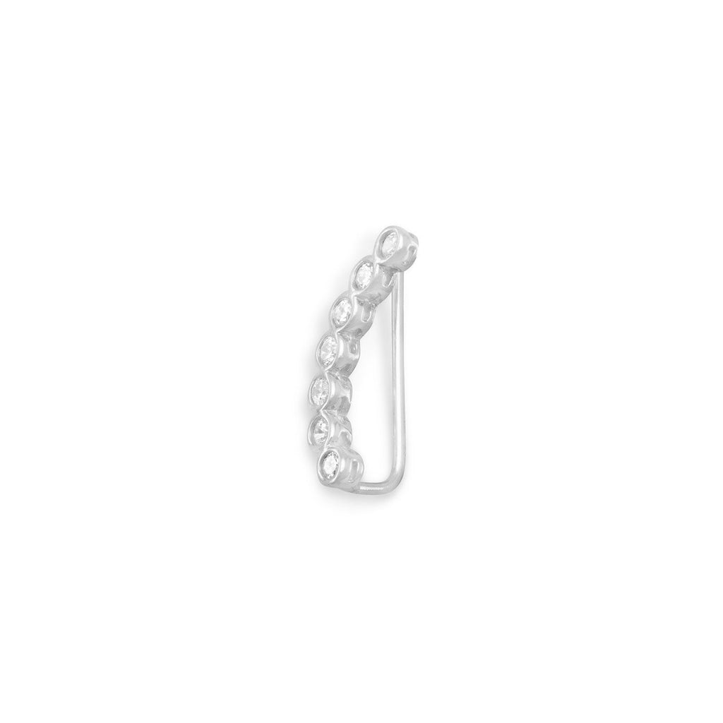 Rhodium  Bezel Ear Climbers