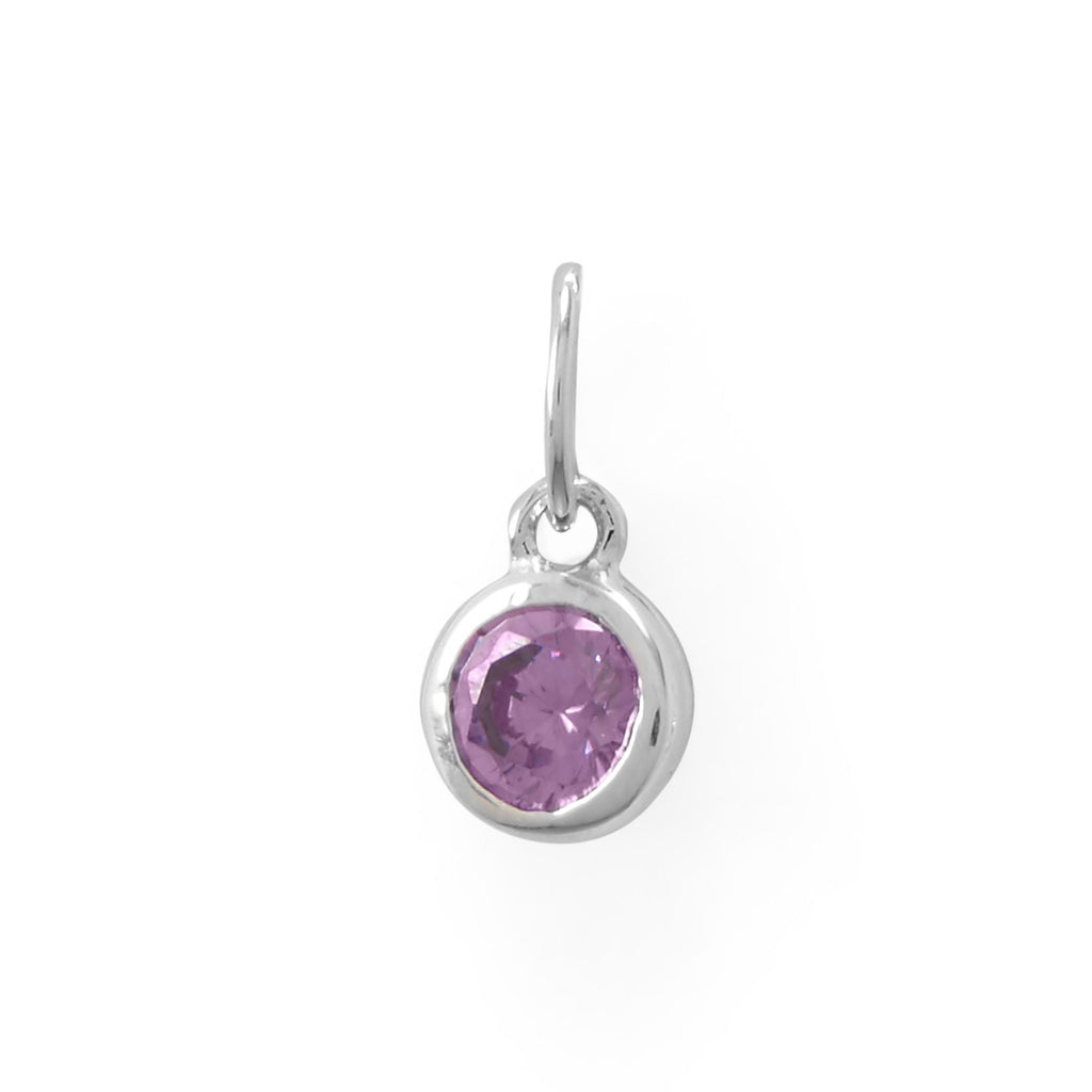 Round February Birthstone Charm
