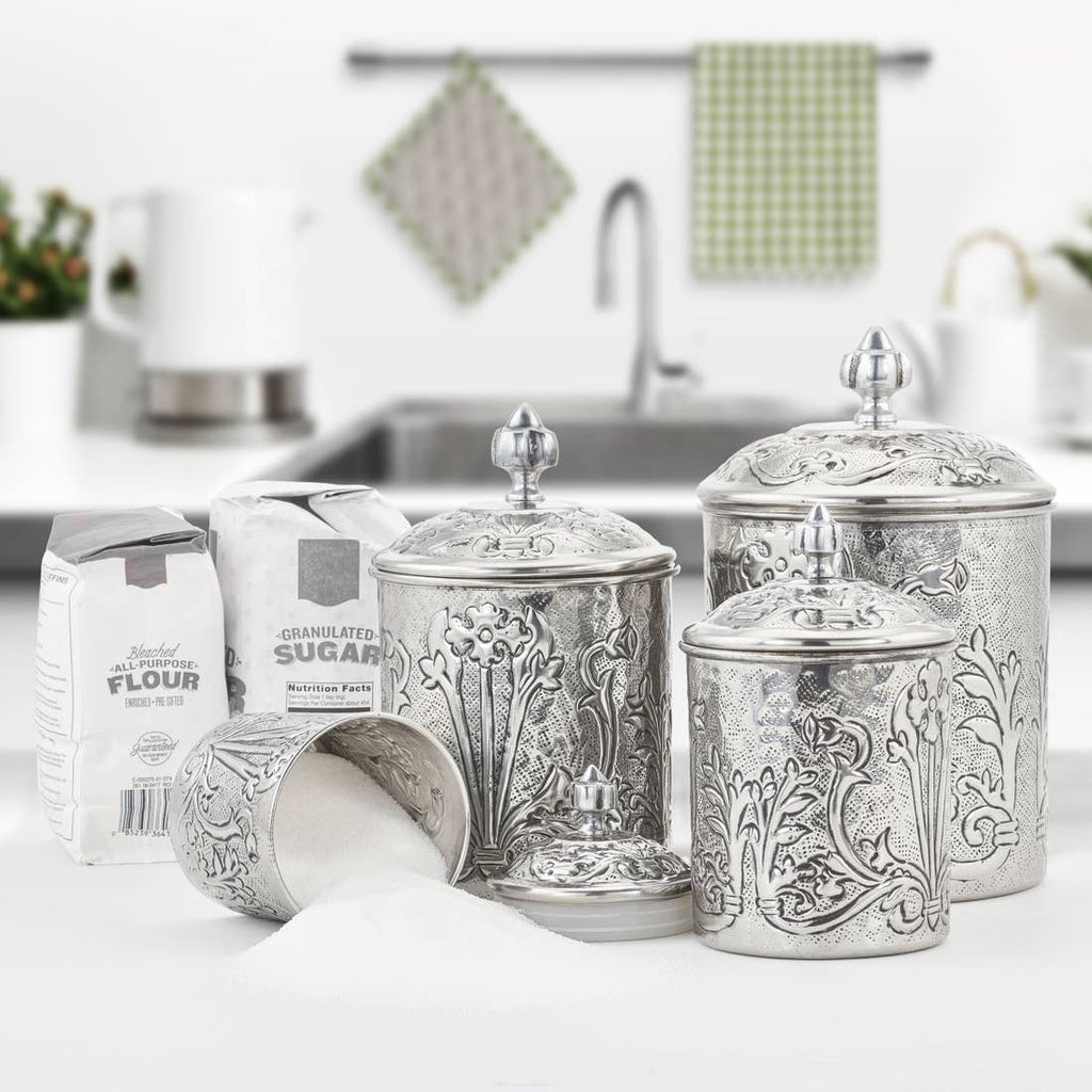 Art Nouveau Stainless Steel Canister Set