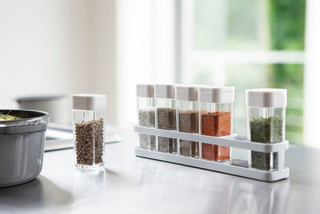 Tower Spice Bottles with Rack (6 Bottles) White