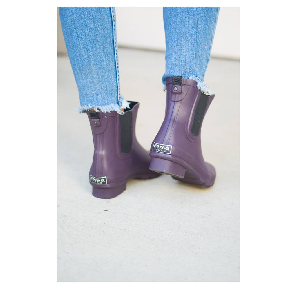 CHELSEA MATTE EGGPLANT WOMEN'S ANKLE RAIN BOOTS