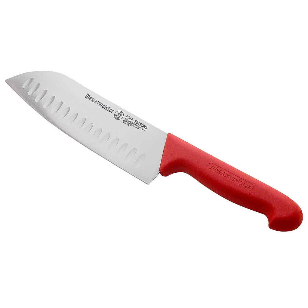 Four Seasons Red Kullenschliff Santoku Knife - 7"