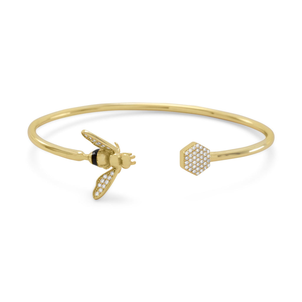 14 Karat Gold and Bee Side Flex Cuff
