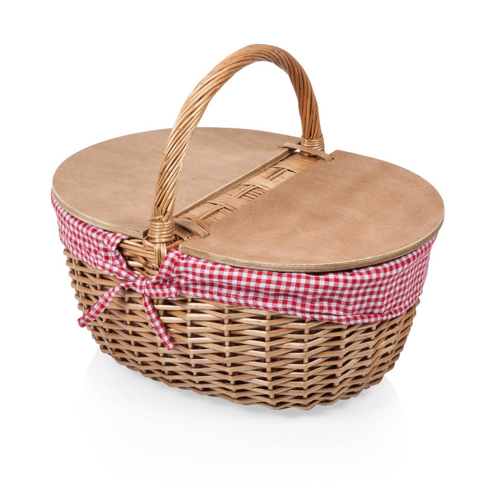 Country Picnic Basket - Red/White Gingham