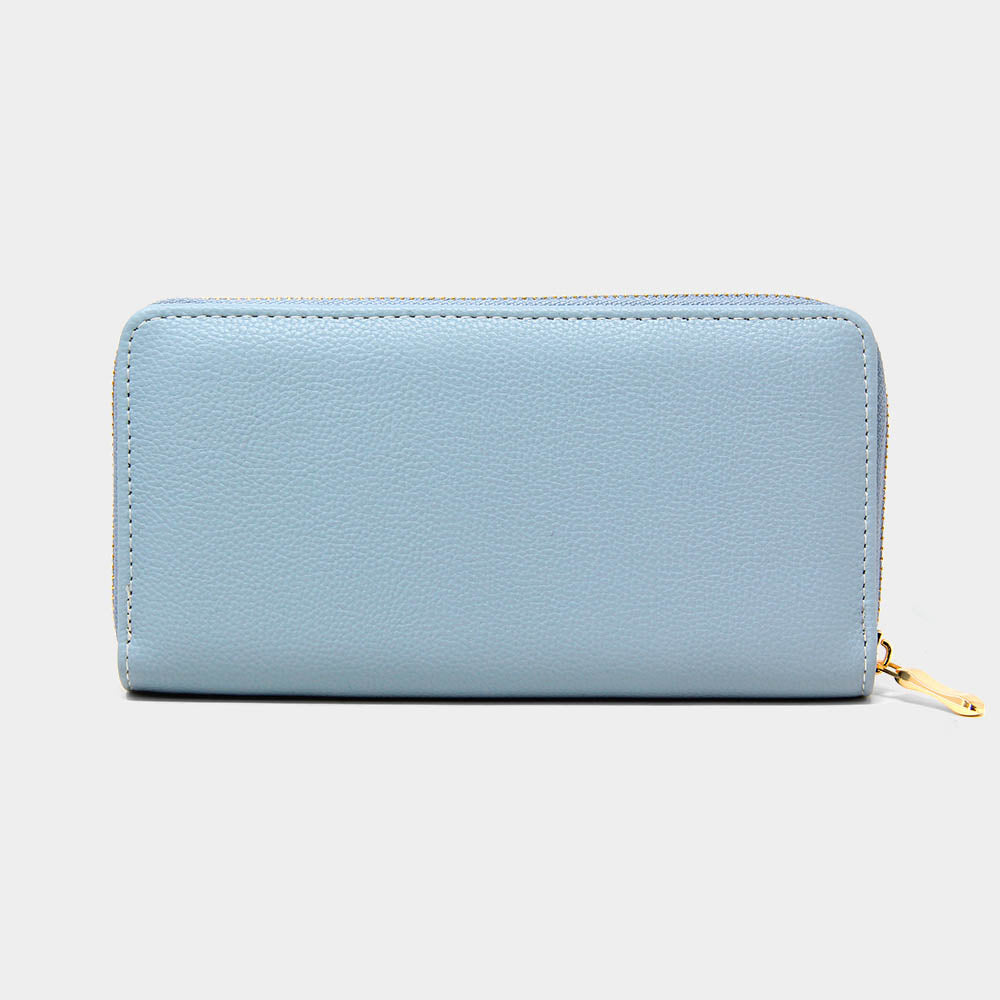 Upper East Side Blue Earrings & Zippy Wallet Set #veganleatha