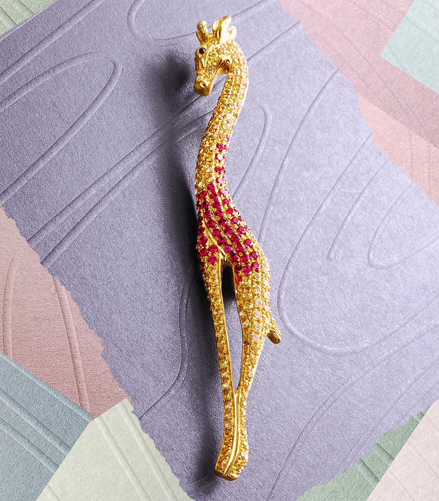TAY 18kt gold & stones Giraffe