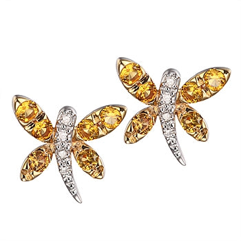 TAY Gold Dragonfly Stud Earrings